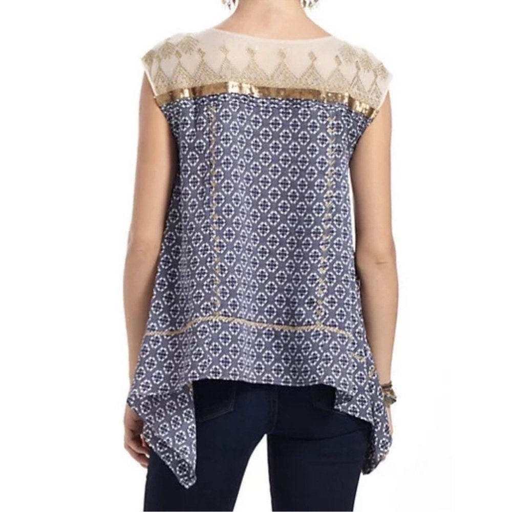 NWT Floreat Gold Stream Embroidered Sequined Top Size M - Picture 13 of 13